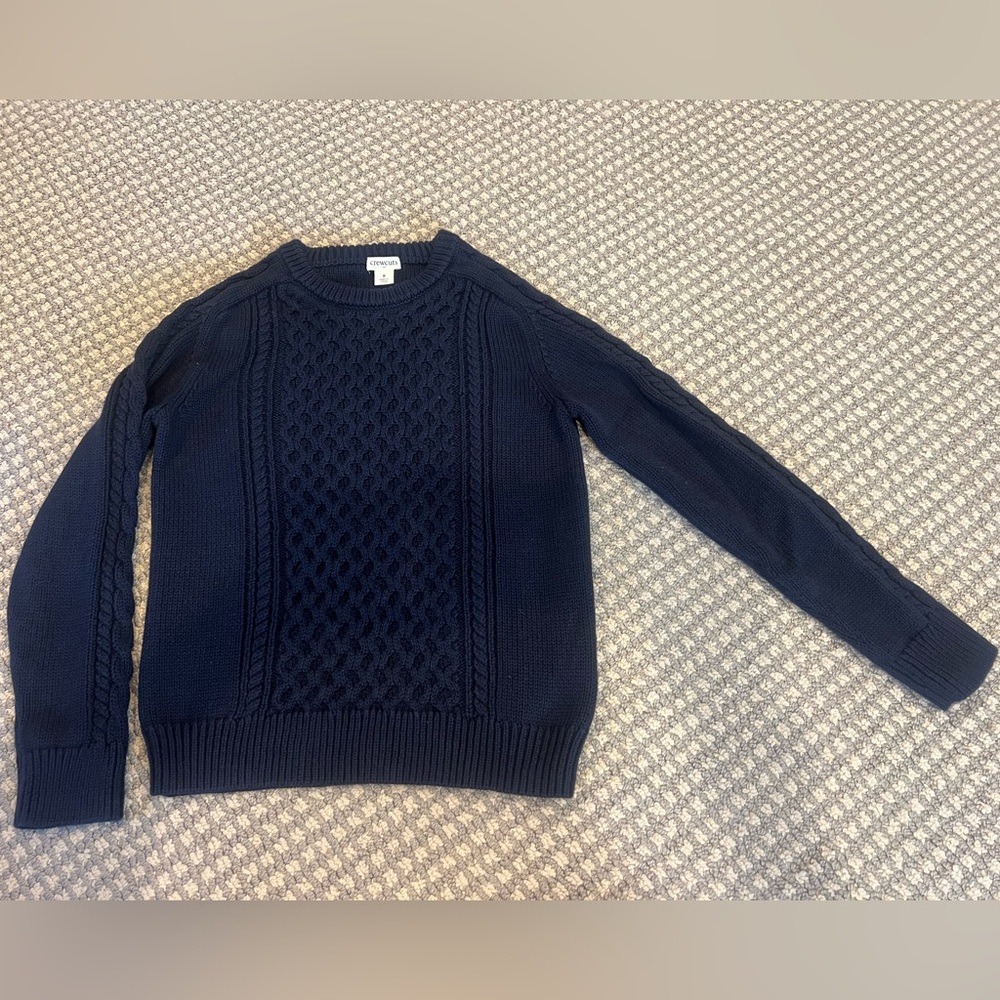 Crewcuts Boys Dark Blue Knit Fisherman Sweater